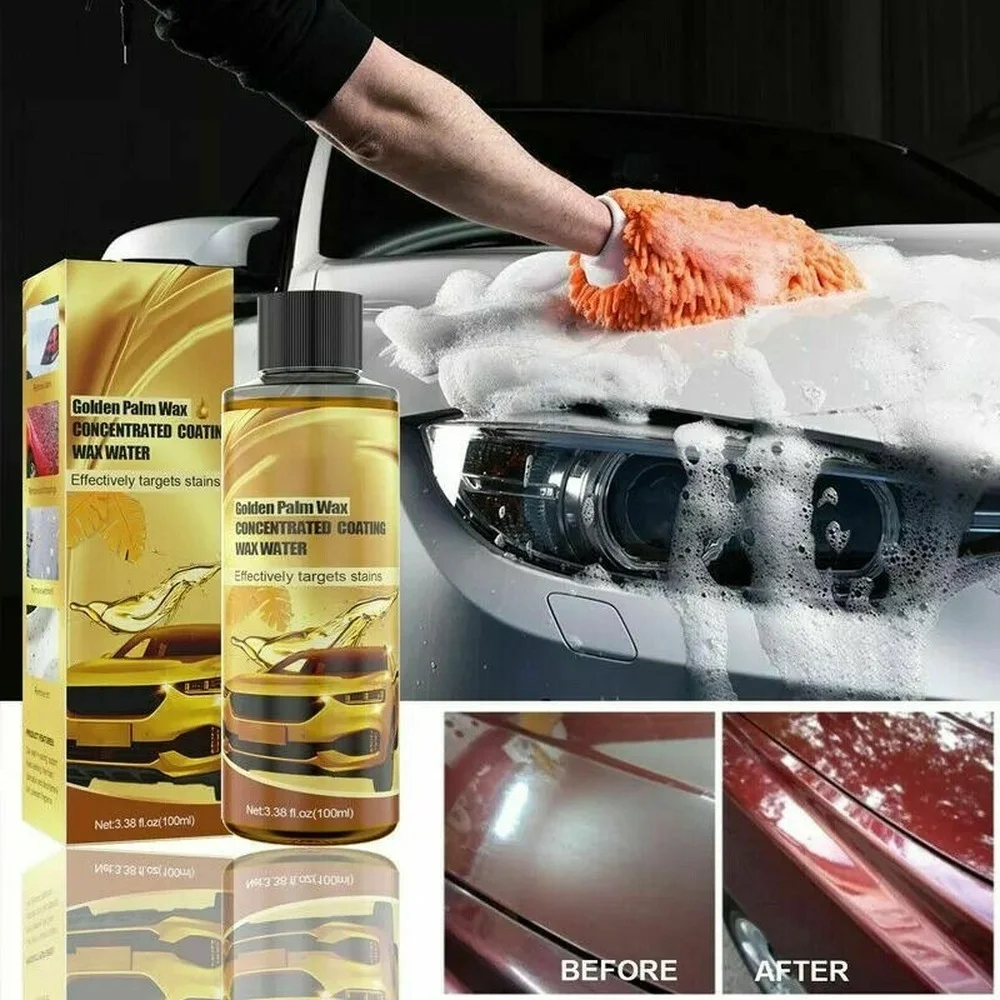 

3-in-1 100ml Car Wash Wax Automotive Golden Palm Wax Concentrated Quick Coating Wax Car Paint Care