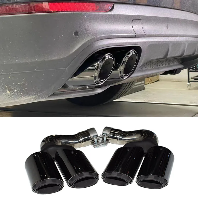 

Suitable for Porsche Cayenne 3.0T electroplated black four-outlet rectangle upgrade to round sports exhaust