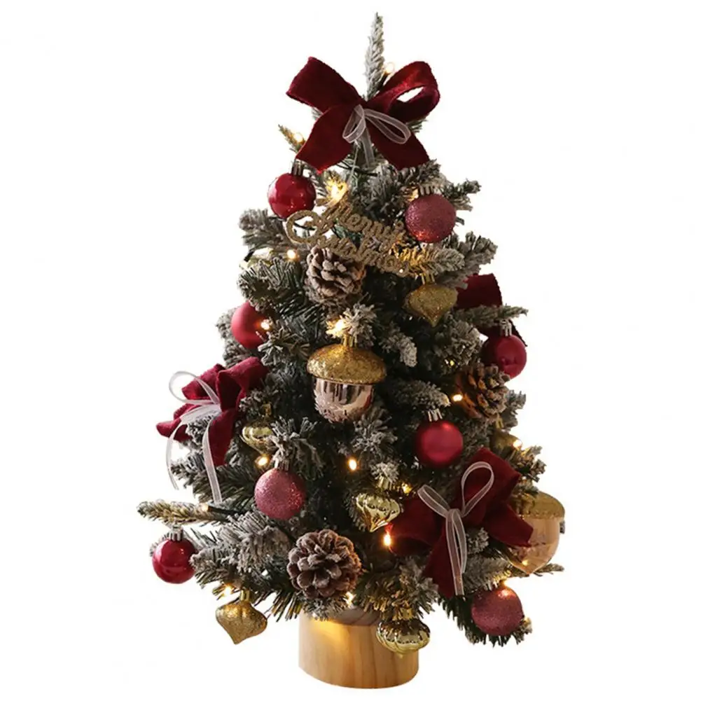 

Lightweight 45cm Useful Add Atmosphere Mini Christmas Tree with Light Desktop Christmas Tree Bow for Party