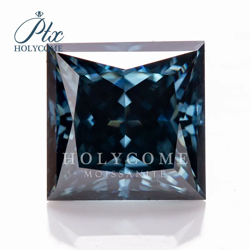 Holycome Moissanite GRA сертификат оптовая цена Темно-Синий Принцесса Cut 1ct 2ct лабораторный