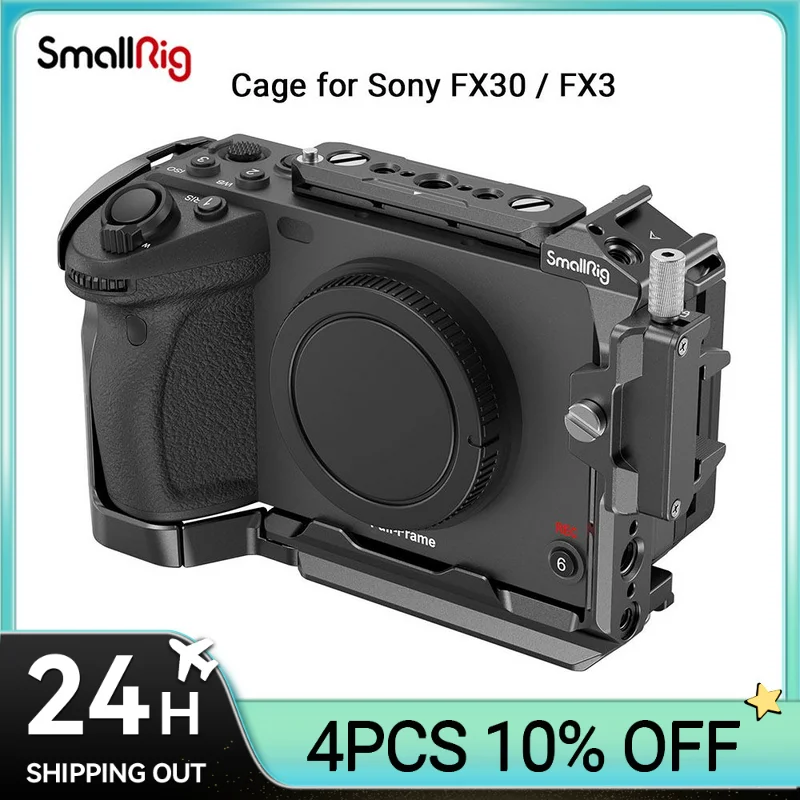 Клетка ручная SmallRig для Sony FX30/FX3, клетка с ремешком на руку, с быстроразъемной пластиной, с креплениями для холодного башмака, направляющие NATO