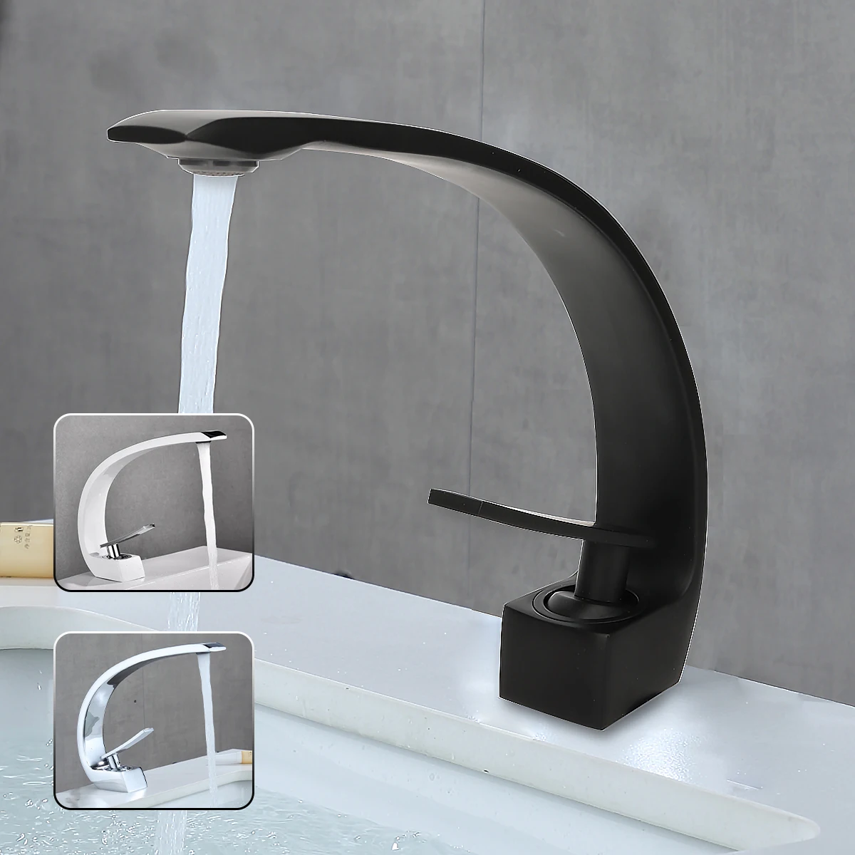 Современный Смеситель для раковины в ванную комнату матовый черный цвет