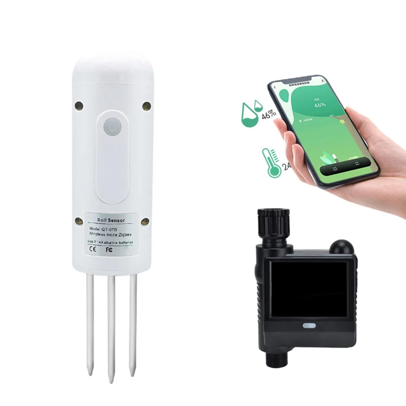

Tuya Zigbee Wireless Soil Moisture Meter Temperature Humidity Tester With Solar Automatic Waterer For Garden IP67