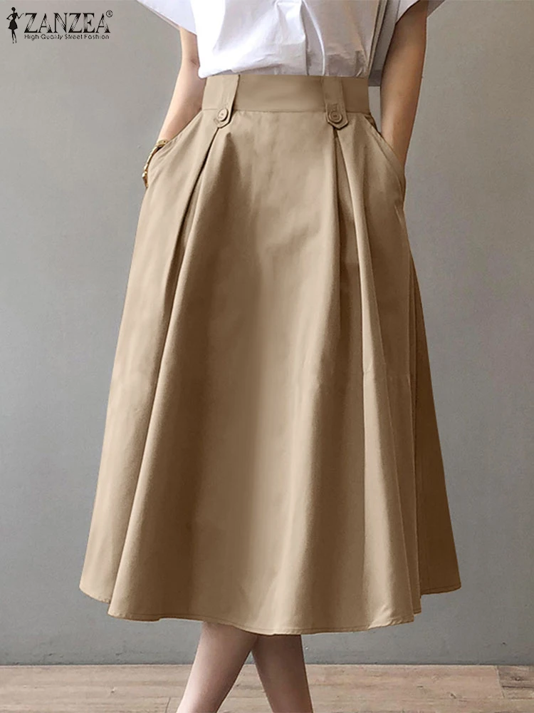 Элегантные юбки трапециевидной формы с высокой талией ZANZEA женские повседневные