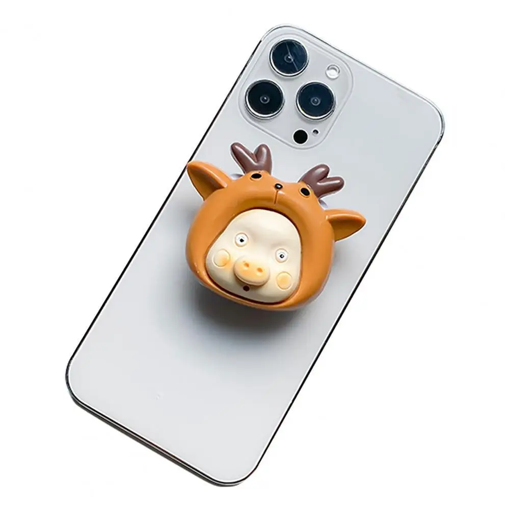 

Mobile Phone Holder Universal Foldable Cute Cartoon Pig Phone Finger Grip Expanding Stand with Makeup Mirror for Desktop