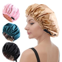 new satin hair cap for sleeping invisible flat imitation silk round haircare women headwear ceremony adjusting button night hat