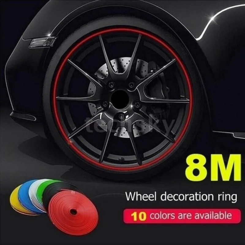 

8M/ Roll Rim Blades Car Vehicle Color Wheel Rims Protectors Decor Strip Tire Guard Line Styling Rubber Moulding Trim Car Sticker