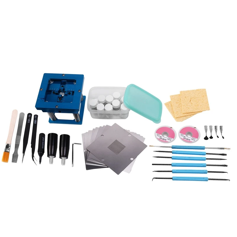 Promotion! Bga Reballing Kit 90Mm Aluminium Alloy Mesh Bga Reballing Station With Hand Shank Bga Universal Stencil + 10Pc Bga So