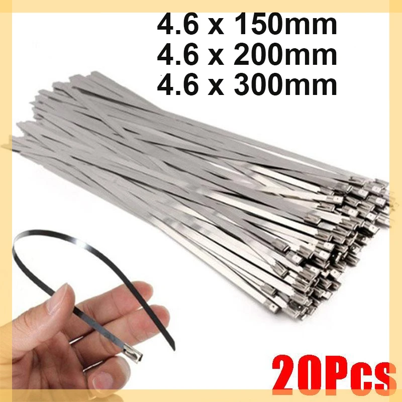 

Pcs Stainless Steel Metal Cable Ties Zip Exhaust Wrap Coated Locking Metal Zip-Exhaust Multifunctional Locking Cable Ties