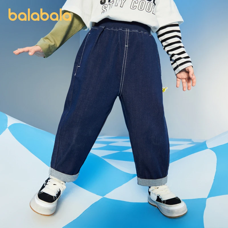 

Balabala Toddler 2023 Unisex Boy Girl Trousers Spring Simple Fashion Trendy Cool Casual Jeans