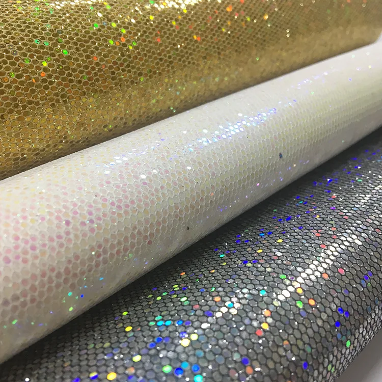 

Holographic Shiny Thin Chunky Glitter Faux Leather Fabric Sheet Knitted Backing for Shoes/Bag/Hair Bow/DIY Accessories