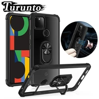 turunto shockproof clear phone case for google pixel 4a pixel 5 pixel 4a 5g magnetic ring stand holder silicone cover