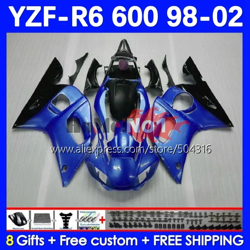 

Body For YAMAHA YZF-R6 YZF R6 R 6 600 YZF600 4No.16 YZFR6 98 99 00 01 02 YZF-600 1998 1999 2000 2001 2002 Fairings blue glossy