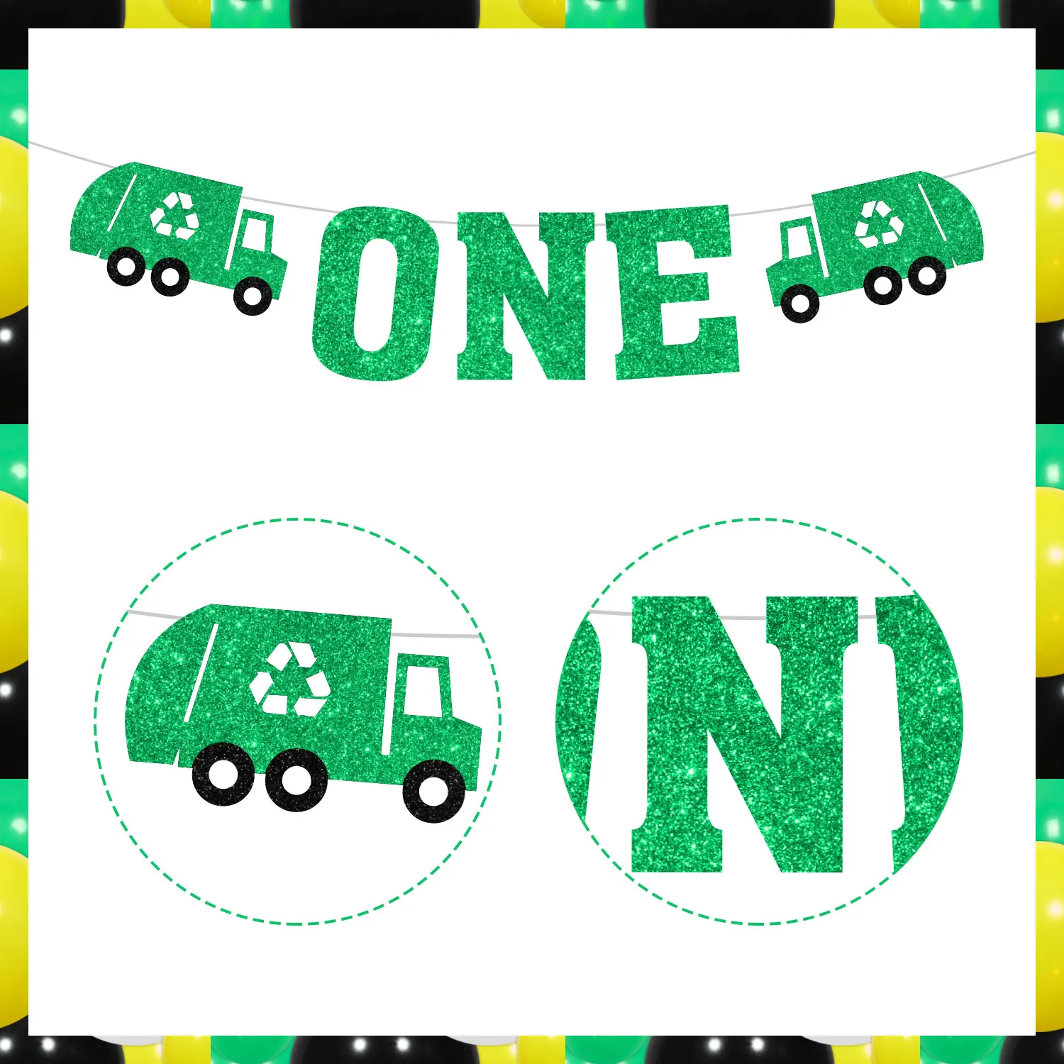 Мусоровоз тема 1-й День Рождения Декор сладкий один баннер торт Топпер гирлянда