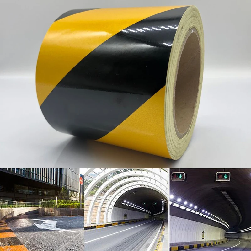 

Width 10cm Self-adhesive Reflective Safety Warning Tape Road Traffic Construction Site Reflective Guide Sign