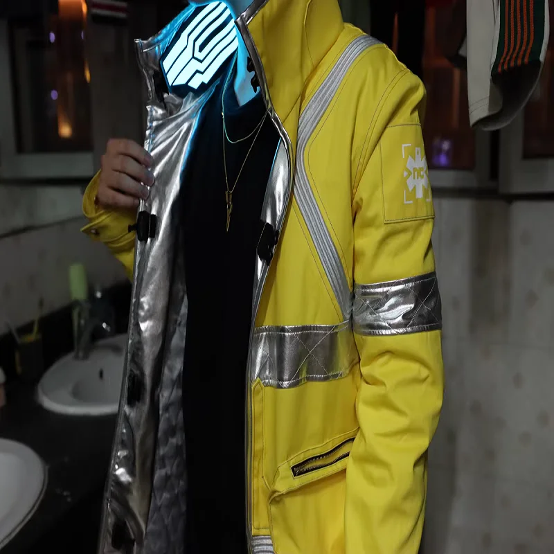

David Martinez Cosplay Costumes Yellow Luminous Coat Anime CYBERPUNK EDGERUNNERS Role Play Halloween Party Jackets For Man