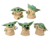5pcsset baby yoda anime figure star wars collection doll pvc action figure mini model toy for childrens birthday gift
