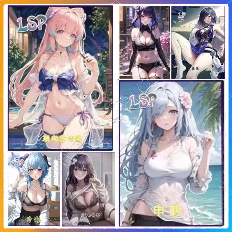 

Limited Sale AI Sexy Genshin Card Goddess Story Genshin ACG Nude Uniform Black Silk Stockings Sexy Girls Adult Hobbies Hu Tao