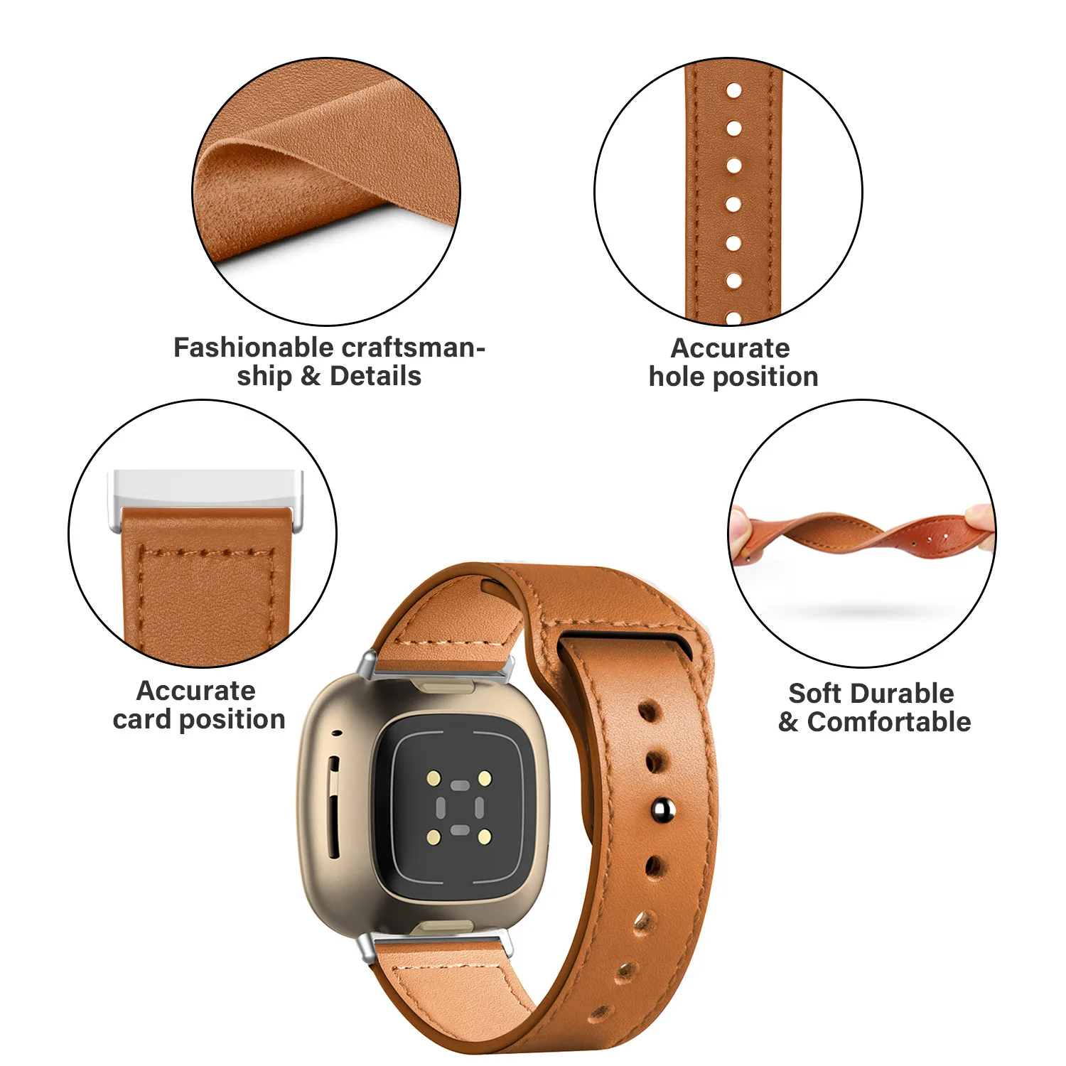For Fitbit Versa 2 Band Leather Strap Replacement Smart Watch accessories for Fitbit Sense band / versa 3 correa Bracelet bands