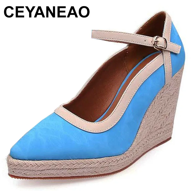 

espadrilles ankle strap wedges high heel shoes platform pumps pointed toe rope outsole zapatos mujer primavera verano 2023