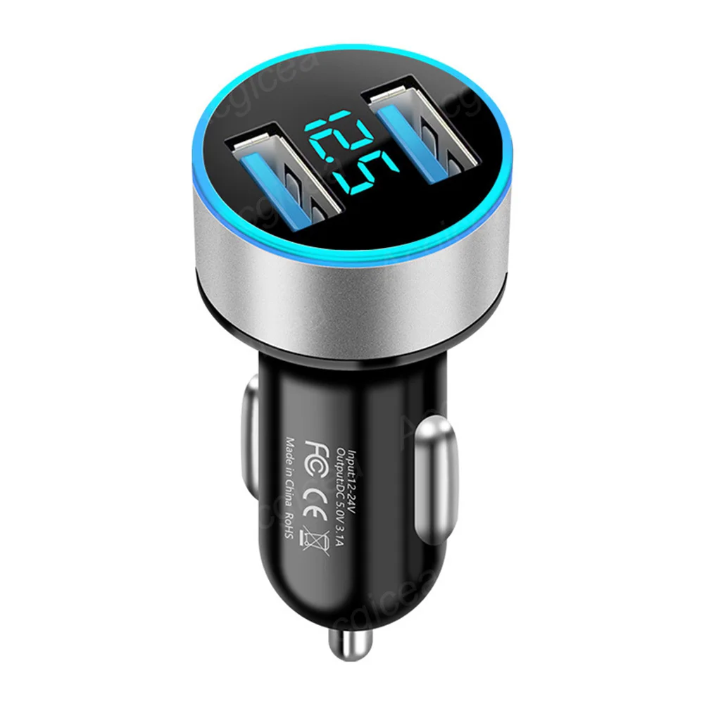 4.8A Car Charger 2 Port Fast Charging for iphone 13 12 pro Samsung Xiaomi Universal Adapter with LED Display 5V USB Car Charger images - 6