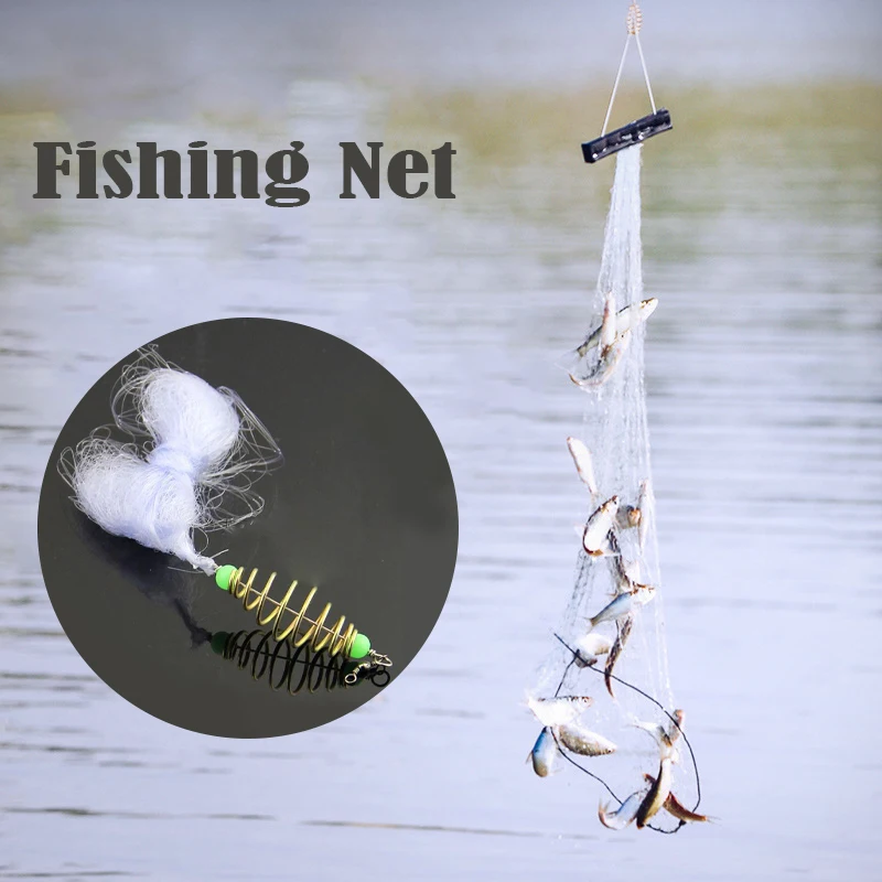 

11 Size Winter Fishing Net Trap Mesh Luminous Bead Netting Sea Fish Net Tackle Design Copper Shoal Cast Gill Feeder Fishing Trap