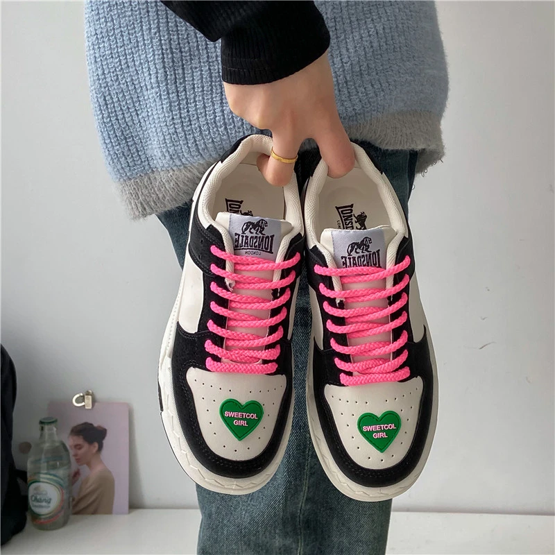 

Woman Casual Sneakers Women's Leather Lace Up Flats Platform Female Comfort Stars Shoes Ladies Vulcanized Tenis Shoes