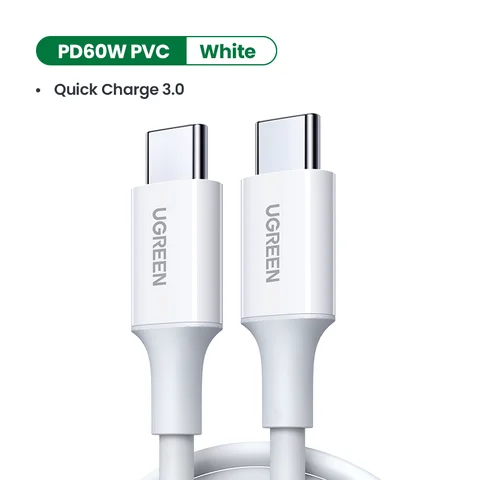UGREEN, 2 упаковки кабелей USB C — USB Type C, 60 Вт для Samsung MacBook iPad Pro, USB Type C, зарядный кабель 3A, быстрая зарядка 4,0 USB C