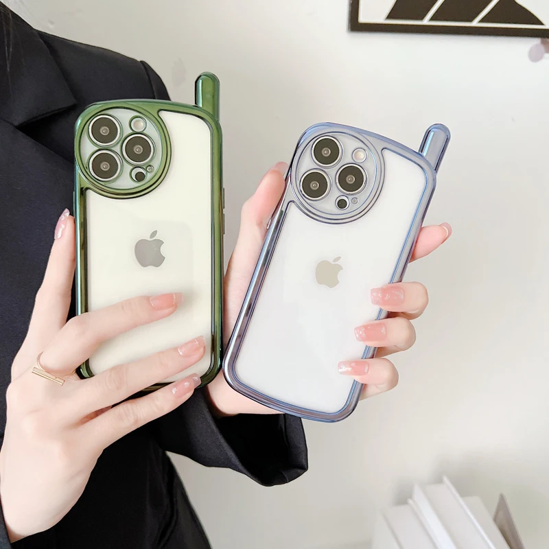 

Retro Shockproof Electroplating Coating Phone Case For iPhone 13 12 11 Pro Max X Xs Xr Clear Soft Silicone Lens Protection Cover