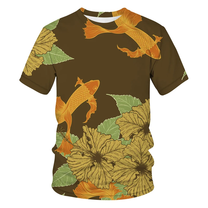 

Summer Koi Pattern 3D Printing Short Sleeve Fashion T Shirts Men Women Hip Hop Harajuku Streetwear Kids Cartoon Pattern Clothing