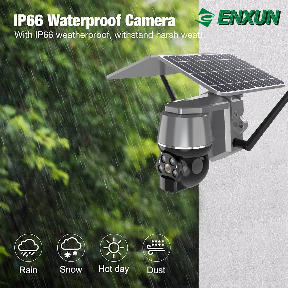

ESK 2K Wireless WiFi 4G Solar Panel Camera Outdoor Security Protection Surveillance CCTV 360 PTZ Smart Home Battery Powered Cam