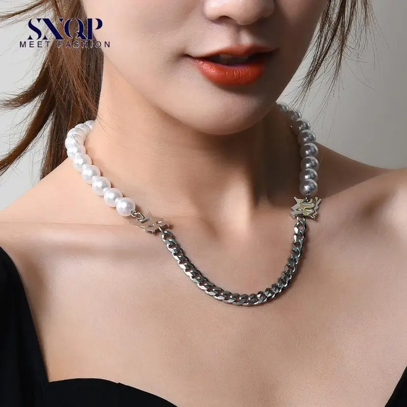 

New Japanese And Korean Style Women 'S Deng Ziqi Same Style Pearl Chain Double Necklace Temperament Clavicle Chain Wholesale
