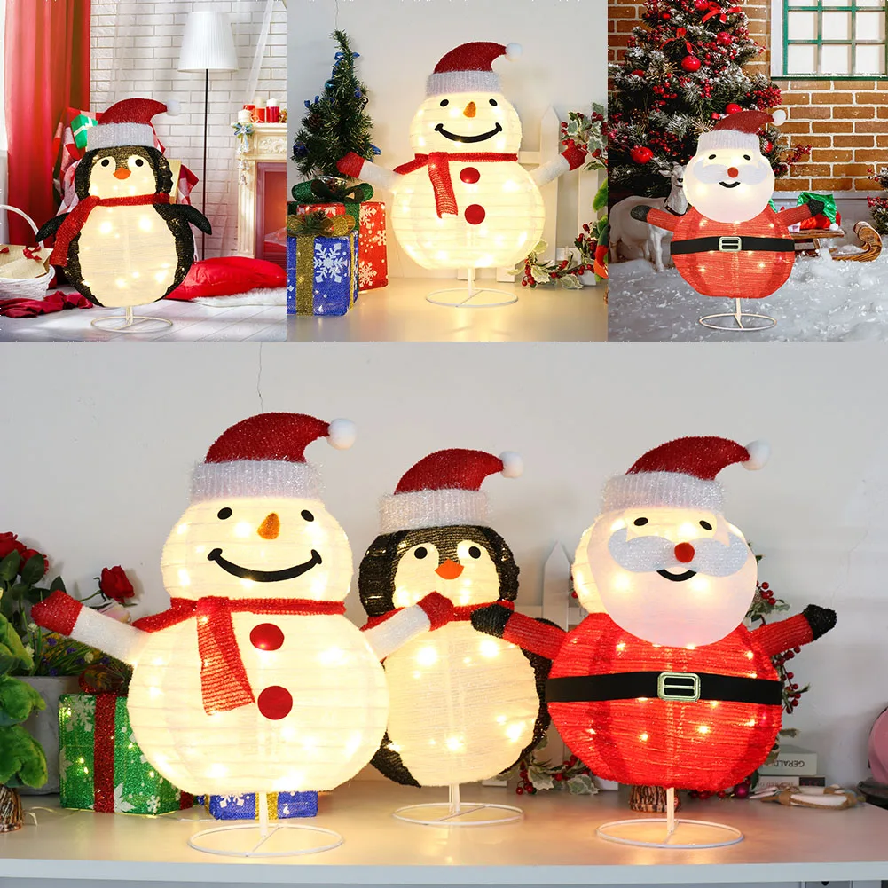 

Креативная Рождественская световая гирлянда, 8 режимов, 40 светодиодов, декоративное освещение в виде пингвина, снеговика, Санта-Клауса для п...