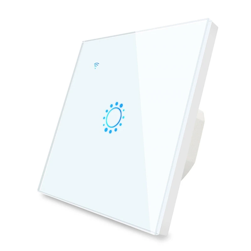 

WiFi Smart Tuya Light Switches Square Wall Touch Glass Panel Wireless Remote Control EU Plug (1-Gang White)