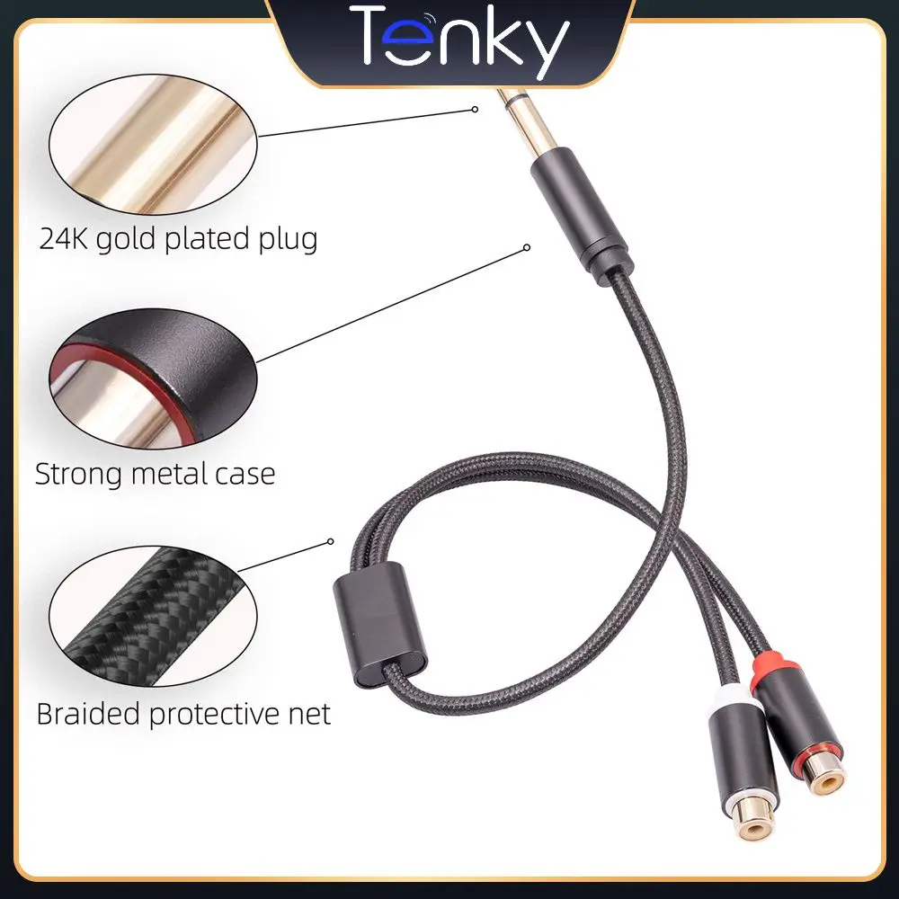 

6.35 Male To Dual Rca Female Splitter Audio Cable Male To Dual Rca 0. 3712 Audio Cable Dual Rca Jack Stereo Audio Cable Black