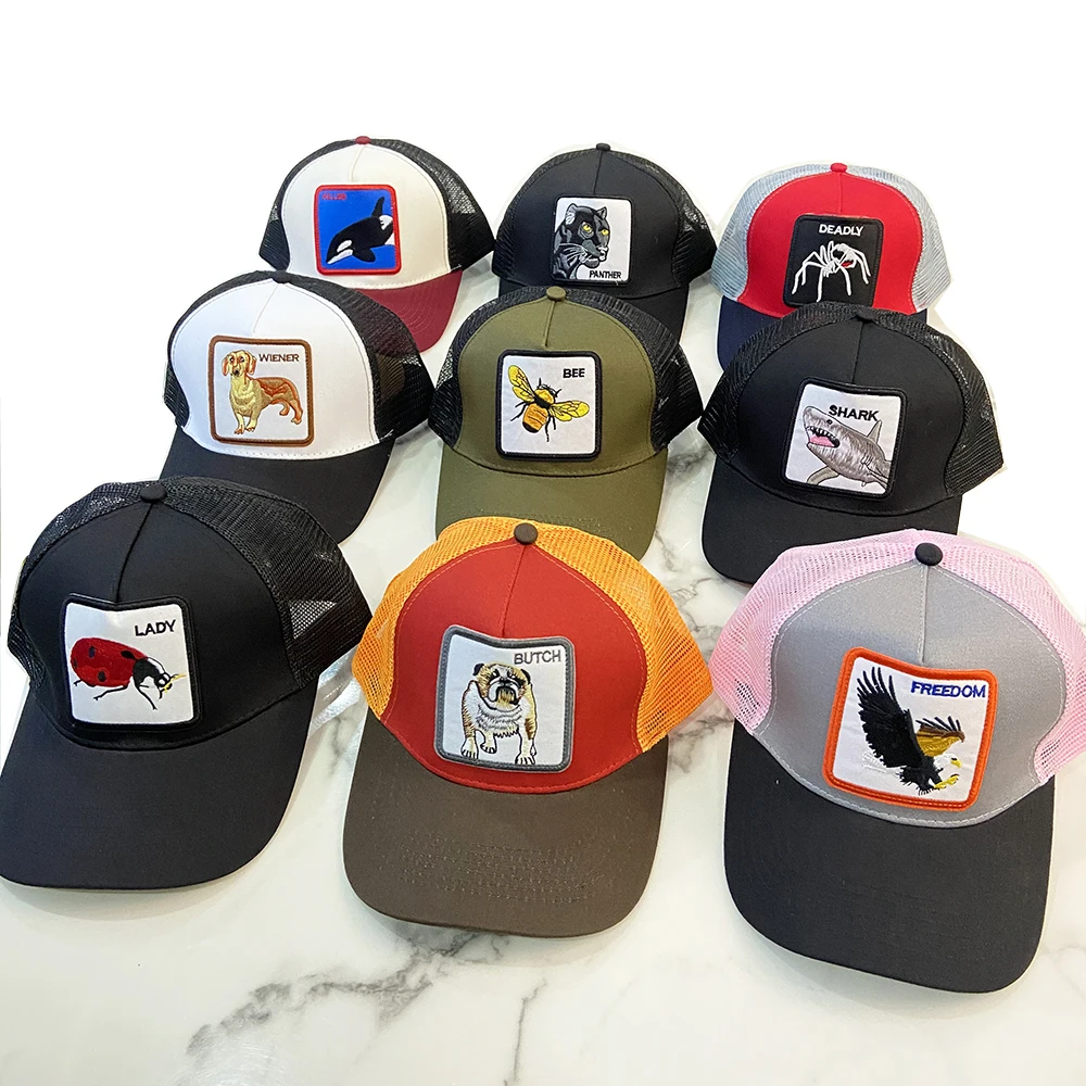 

Baseball Caps Men Snapback Hip Hop Hats With Animals Patch Streetwear lovers' Trucker Caps Women Breathable Mesh Visor Bones