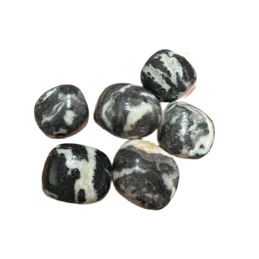 

Wholesale 20-30mm Precious Crystal Natur Black White Stripe Jasper Crystal Tumble Stones For Decor