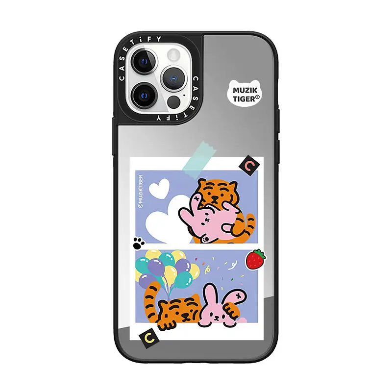 

CASETIFY Rabbit Little Tiger Quality Mirror Cases for IPhone 11 13 12 Pro Max 13Pro 14Plus 14Pro Max Shockproof Hard Cover D0411