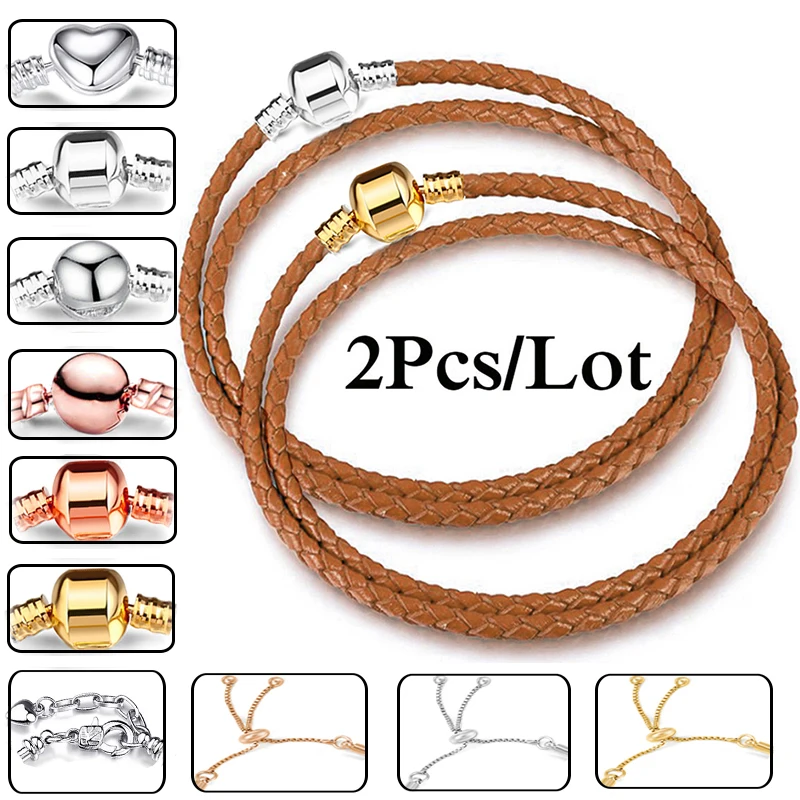 

2 шт./партия, серые браслеты-цепочки из искусственной кожи, 34 вида