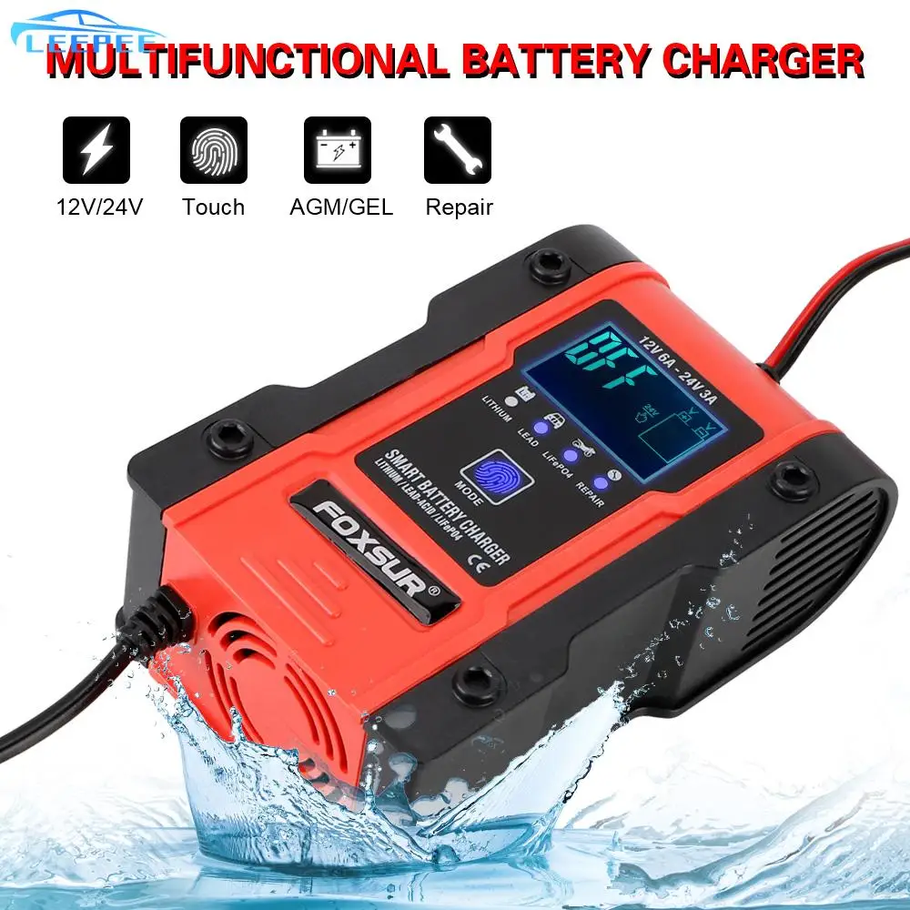 

12V-24V 6A Car Battery Charger Intelligent Pulse Charge Maintainer & Desulfator For Car Motorcycle Lead Acid Battery Agm Gel