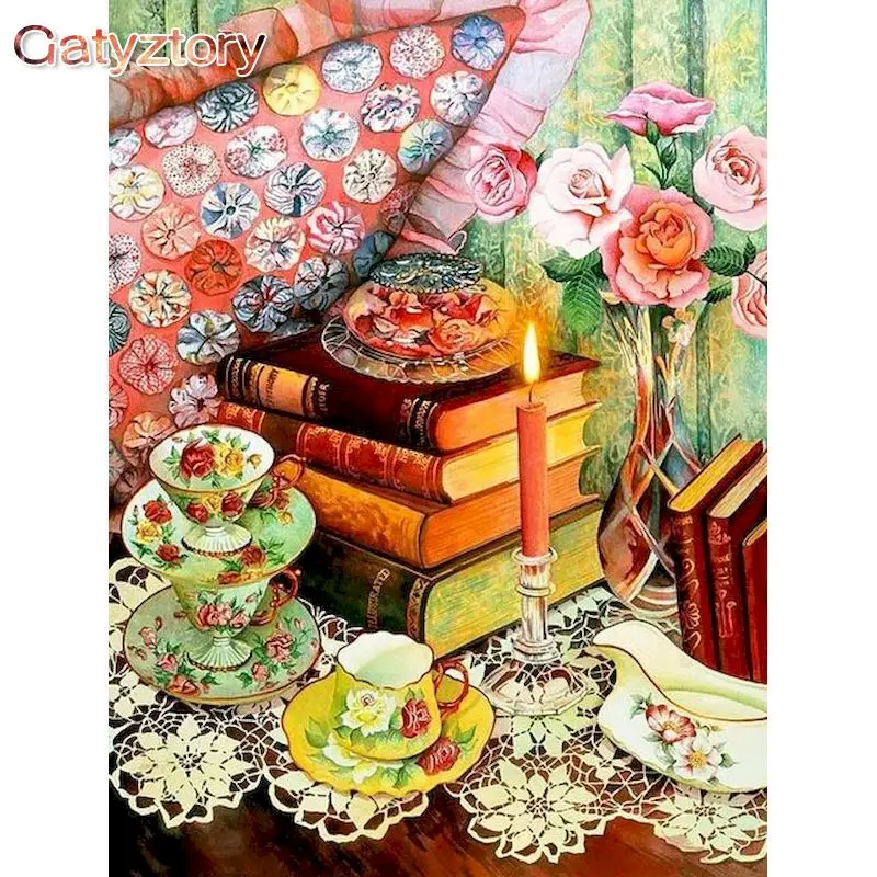 

GATYZTORY Painting By Numbers Kits For Adults Children Color Flower Books Scenery Oil Picture By Number Home Living Room Decors