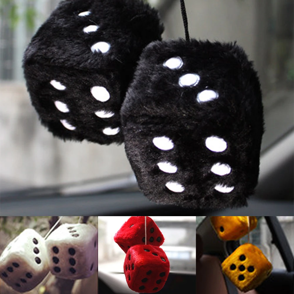 

Car Dice Hanging Pendant Multicolor Car Plush Dices Ornaments Velvet Dice Model Decoration Rearview Mirrors Styling Decor