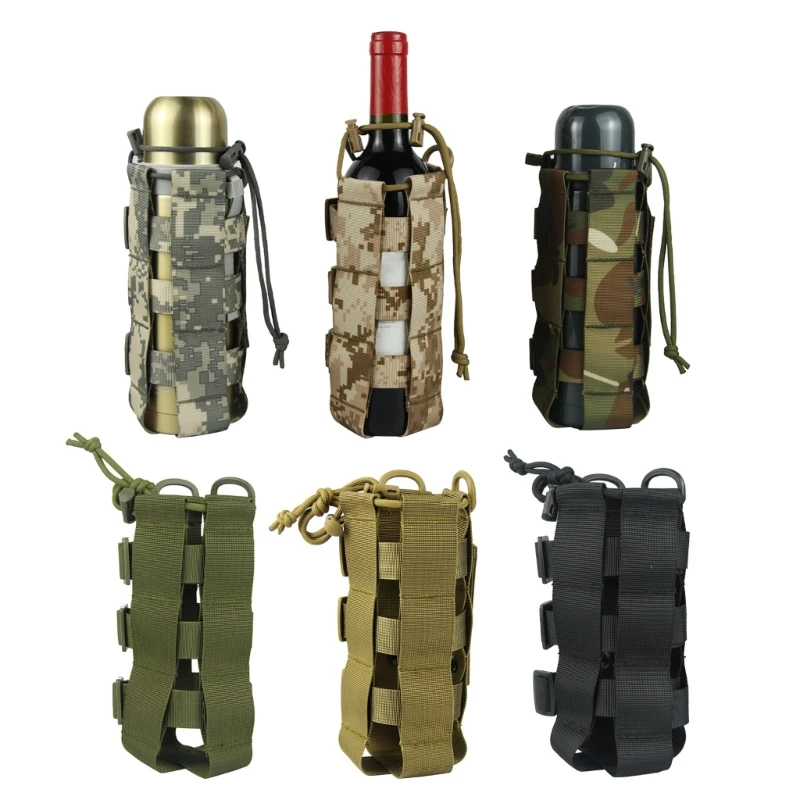 

Tactic Water Bottle Pouch Waterproof Molle Bottle Holder Bag Adjustable Webbing Water Bottle Holder Bag with Drawstring 24BD