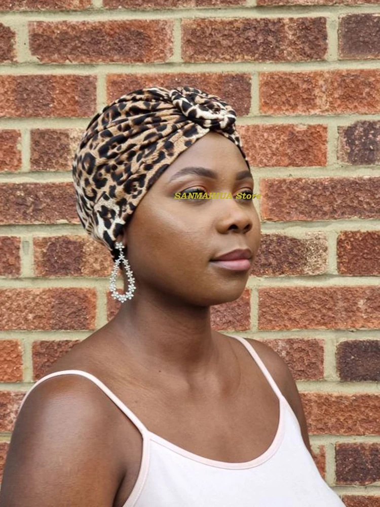 

Мусульманский тюрбан, головной убор, Африканский спиральный узел, шапка из Индии с леопардовым принтом, головной убор, головной платок, женские банданы, аксессуары для волос