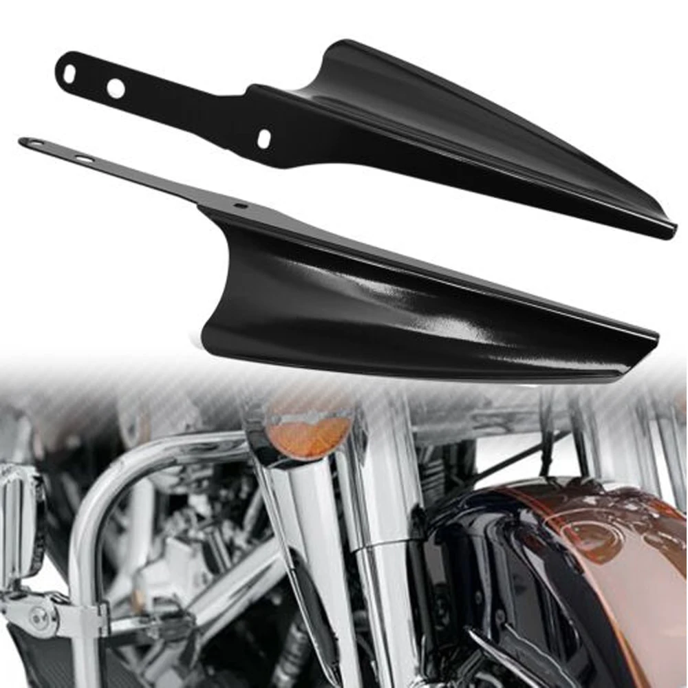 

Motorcycle Gloss Black Front Fork Mount Wind Deflectors Fairing For Harley Touring Road King Electra Street Glide FLHR 1995-2021