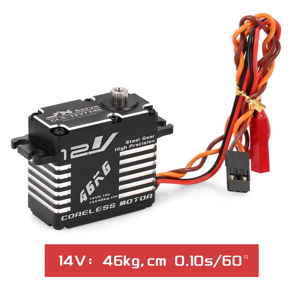 

JX CLS-12V7346 46KG 12V Steel Gear Full CNC Aluminium Shell Digital Coreless Standard Servo 180 degree RC car Robot