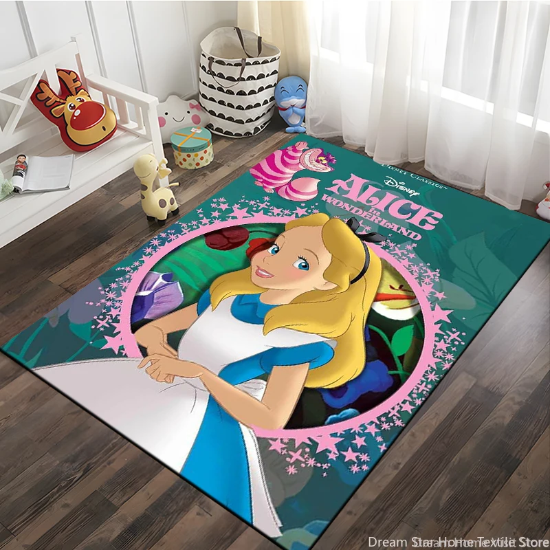 1PC MINISO Disney Alice in Wonderland Printed Area Rug Carpets Home Living Room Bedroom Decoration Bathroom Kitchen Floor Matss