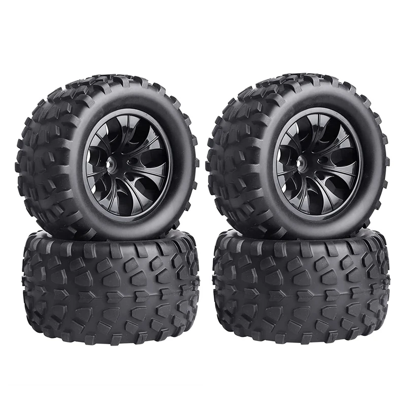 

4PCS 130MM 1/10 Monster Truck Rubber Tire Tyres 12Mm Wheel Hex For Traxxas Arrma Redcat HSP HPI Tamiya Kyosho RC Car Black