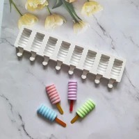 8 cavities silicone popsicle mold striped ice cream bar makers diy kithchen homemade ice lolly moulds with popsicle sticks