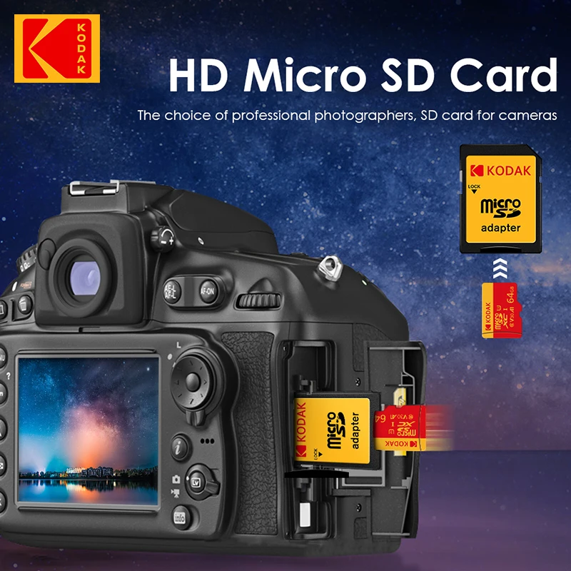 Карта памяти KODAK Red Micro SD 256 ГБ 100 МБ/с Class10 U3 UHS-I 32 64 128 TF SD-карта 4K HD для телефона ПК